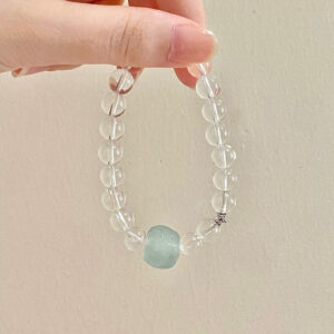 Natural white crystal bracelet, antique glaze sea blue crystal bracelet