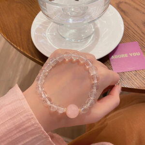 White crystal bracelet & pink quartz