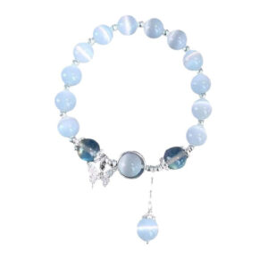 Women's cat's eye crystal butterfly bracelet, gray moonlight