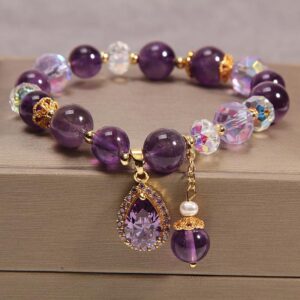 Forest-style natural purple crystal bracelet for women